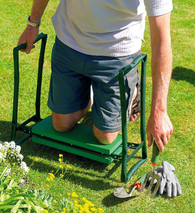 MTB Heavy Duty Folding Garden Kneeler and Seat for Weeding and Portable Garden Stool Seat with Bonus Tool Pouch, EVA Kneeling Pad